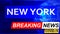 Covid and new york in breaking news - stylized tv blue news screen with news related to corona pandemic and new york, 3d