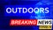 Covid and outdoors in breaking news - stylized tv blue news screen with news related to corona pandemic and outdoors, 3d