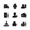 Covid passport black glyph icons set on white space