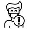 Covid person attention icon, outline style