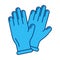 Covid prevention - medical gloves. Covid-19 icon, Coronavirus element in flat line style
