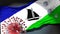 Covid in Puerto Montt Chile - coronavirus attacking a city flag of Puerto Montt Chile as a symbol of a fight and struggle with the