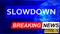 Covid and slowdown in breaking news - stylized tv blue news screen with news related to corona pandemic and slowdown, 3d