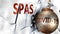 Covid and spas,  symbolized by the coronavirus virus destroying word spas to picture that the virus affects spas and leads to