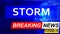 Covid and storm in breaking news - stylized tv blue news screen with news related to corona pandemic and storm, 3d illustration