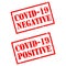 Covid test result, negative and positive stamp