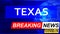 Covid and texas in breaking news - stylized tv blue news screen with news related to corona pandemic and texas, 3d illustration