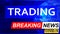 Covid and trading in breaking news - stylized tv blue news screen with news related to corona pandemic and trading, 3d