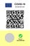 Covid vaccination certificate and qr code on screen
