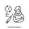 Covid vaccination icon. Person waiting for vaccine test time, drug trial simple vector illustration