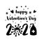 Covid Valentines day 2021. Quarantine, coronavirus, sanitizer. Black isolated 2021 year of love concept