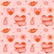 Covid Valentines day pattern 2021 Social distance Virtual heart Coronavirus 14 February Pink love background