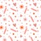 Covid Valentines day pink pattern. Vaccine coronavirus symbol heart, coronavirus protection, social distance