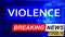 Covid and violence in breaking news - stylized tv blue news screen with news related to corona pandemic and violence, 3d