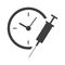 Covid19 vaccine with times icon. Line vector. Isolate on white background