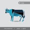 Cow abstract illustration of farm animals, flat image