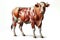 cow anatomy showing body and head, face with muscular system visible isolated on solid white background. ai generative
