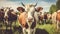 cow animal nature livestock pasture farming cattle grass agricultural meadow. Generative AI.