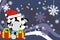 Cow baby claus cartoon xmas background