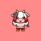 Cow Boxer Cute Creative Kawaii Cartoon Mascot