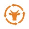 Cow, bull, change, recycle, refresh, rotate icon. Orange vector