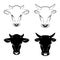 Cow and bull heads stylized symbols or icons. Farm animals