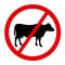 Cow, cattle, livestock and beef meat is forbidden, banned and avoided