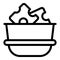 Cow cheese icon outline vector. Fondue pot