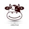Cow face beatific smile logo and white background