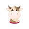 Cow farm animal cute cartoon cattle vector illustration dairy domestic mammal milk bull agriculture character.