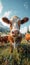 Cow in a flowering meadow. Cows in a pasture