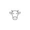 Cow head cattle farm animal face line icon. Livestock happy calf