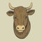 Cow head engraving style vector illustration