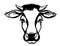 Cow head Farm animal. Vector black graphic illustration isolated on white