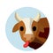 Cow. Head of horned animal. Icon of Cattle and farm