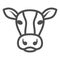 Cow head line icon, livestock concept, cattle sign on white background, Dairy cow head silhouette icon in outline style