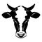 Cow head stylized symbol, cow portrait.Silhouette of farm animal