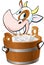 Cow holding a pail full of milk - vector