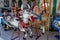 Cow and horse on historical carousel, carrousel, roundabout, nostalig merry-go-round