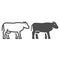Cow line and solid icon, livestock concept, cow cattle sign on white background, Dairy cow silhouette icon in outline