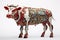 A cow made of electronic machinery on a white background. Farm animals. illustration. Generative AI