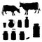 Cow and milk black silhouette