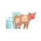 Cow milking facility, mechanized milking equipment cartoon vector Illustration