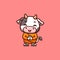 Cow Monk Cute Creative Kawaii Cartoon Mascot