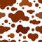 Cow pattern with brown spots. Dairy print. Cute animal seamless background. Dairy print. Dalmatian dog stains. Vector