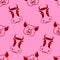 Cow and pig seamless pattern. head of boar and bull ornament.