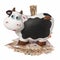 Cow Piggybank 50 Euro Banknotes Isolated