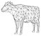 Cow polygonal lines illustration