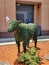 Cow sculpture made of shrubbery