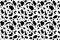 Cow seamless pattern. Black cartoon spots. Dalmatin or moo skin.